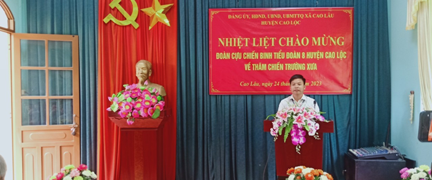 Đồng chí ông Hoàng Văn Điều – Bí thư Đảng ủy, Chủ tịch UBND phát biểu tại Chương trình gặp mặt.
